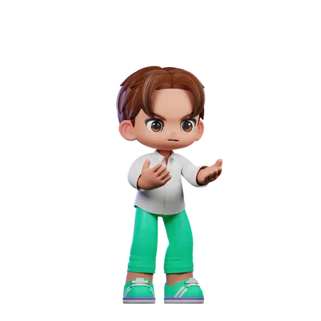 Cute Boy Giving Angry Pose  3D Illustration