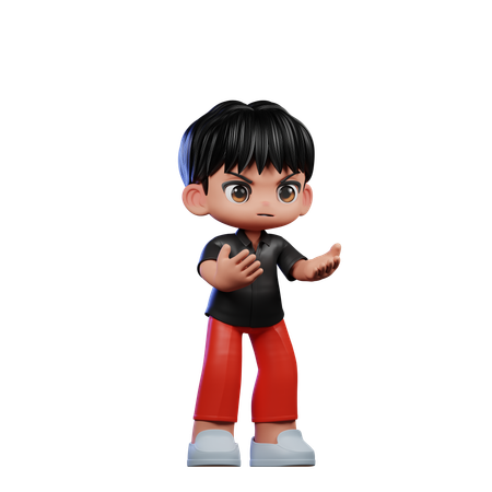 Cute Boy Giving Angry Pose  3D Illustration