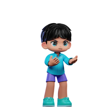 Cute Boy Giving Angry Pose  3D Illustration