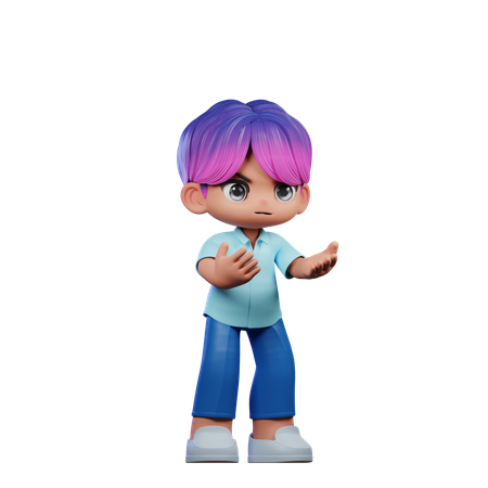 Cute Boy Giving Angry Pose  3D Illustration