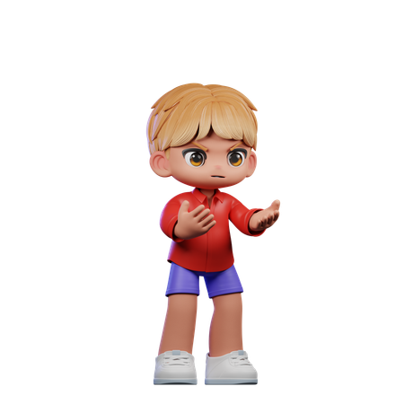 Cute Boy Giving Angry Pose  3D Illustration