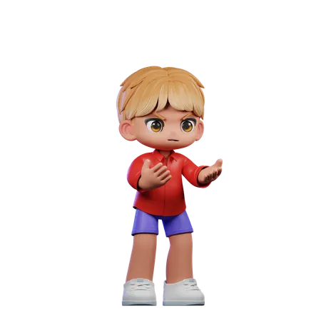 Cute Boy Giving Angry Pose  3D Illustration