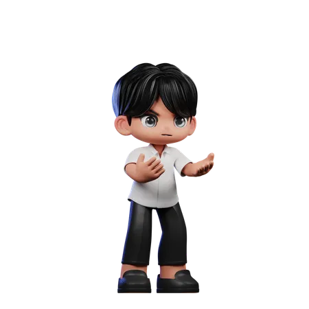 Cute Boy Giving Angry Pose  3D Illustration