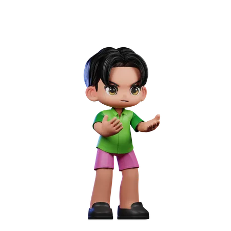 Cute Boy Giving Angry Pose  3D Illustration