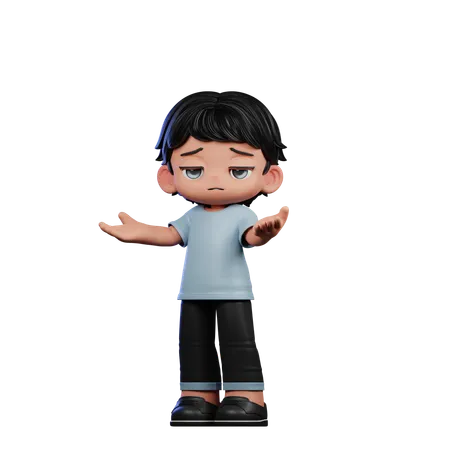 Cute Boy Giving Confused Pose  3D Illustration