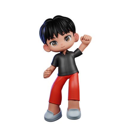 Cute Boy Giving Congrats Pose  3D Illustration