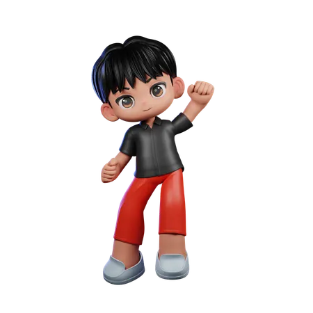 Cute Boy Giving Congrats Pose  3D Illustration