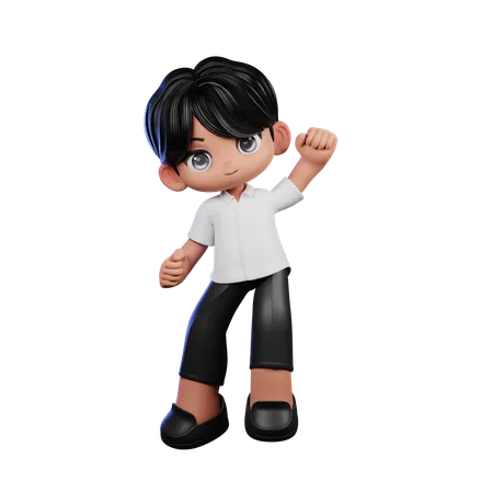 Cute Boy Giving Congrats Pose  3D Illustration