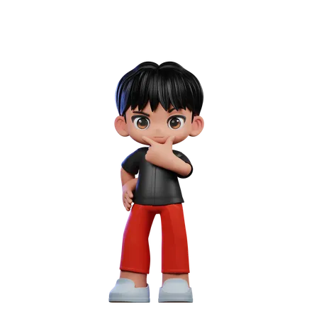 Cute Boy Giving Curious Pose  3D Illustration