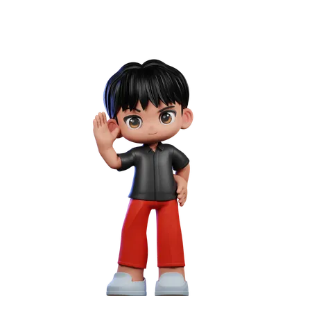 Cute Boy Giving Greeting Pose  3D Illustration