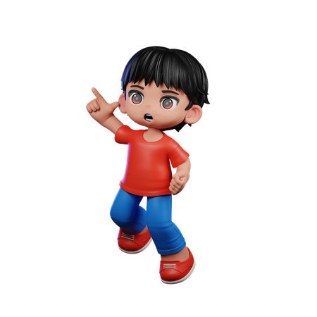 Cute Boy Giving Happy Jumping Pose  3D Illustration