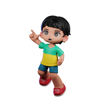 Cute Boy Giving Happy Jumping Pose  3D Illustration