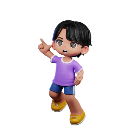 Cute Boy Giving Happy Jumping Pose  3D Illustration