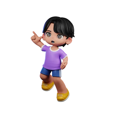 Cute Boy Giving Happy Jumping Pose  3D Illustration