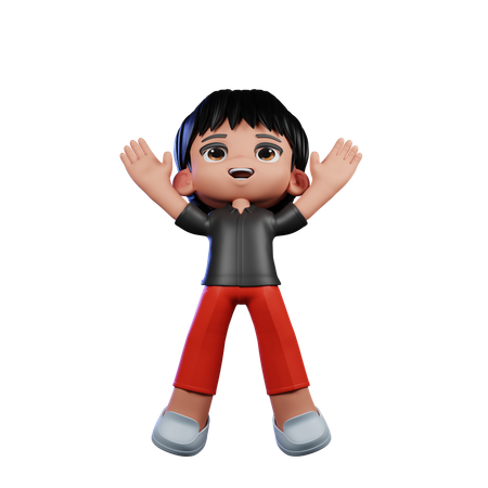 Cute Boy Giving Jump Pose  3D Illustration