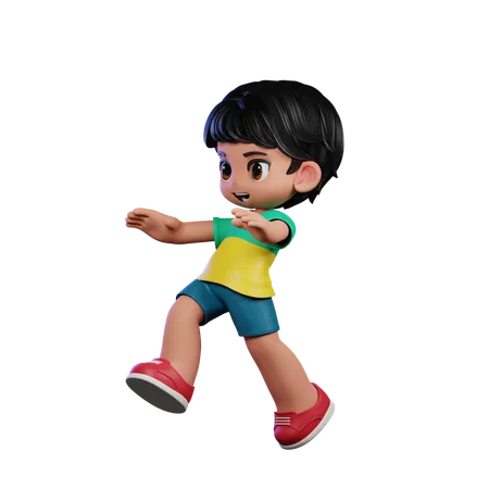 Cute Boy Giving Jump Pose  3D Illustration