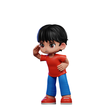 Cute Boy Giving Looking Pose  3D Illustration