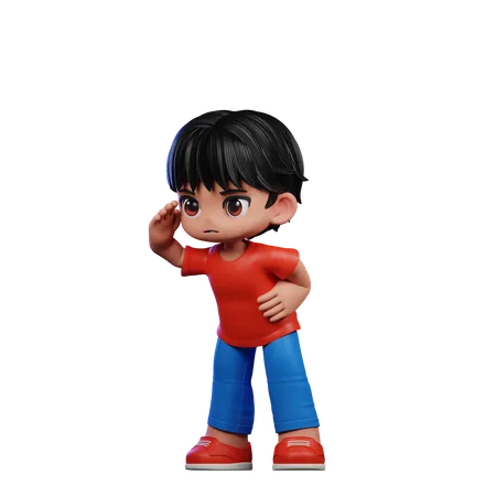 Cute Boy Giving Looking Pose  3D Illustration