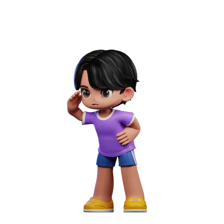 Cute Boy Giving Looking Pose  3D Illustration