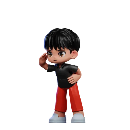 Cute Boy Giving Looking Pose  3D Illustration