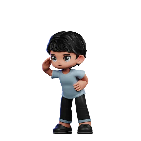 Cute Boy Giving Looking Pose  3D Illustration