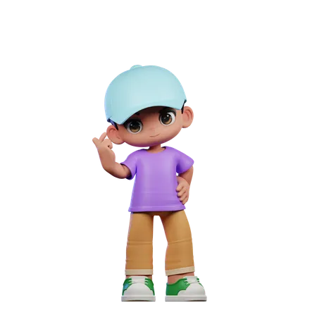 Cute Boy Giving Love Sign  3D Illustration