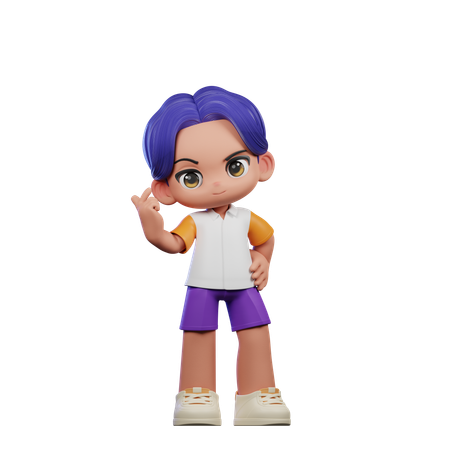 Cute Boy Giving Giving Love Sign Pose  3D Illustration