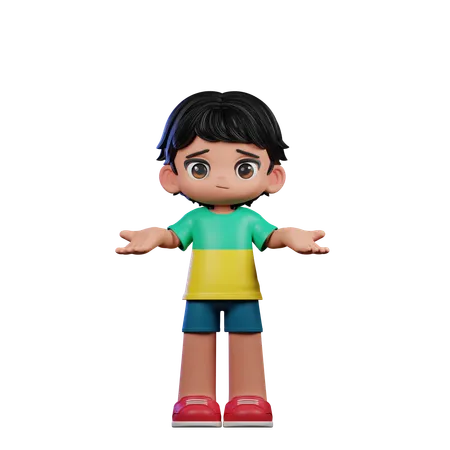 Cute Boy Giving No Idea Pose  3D Illustration