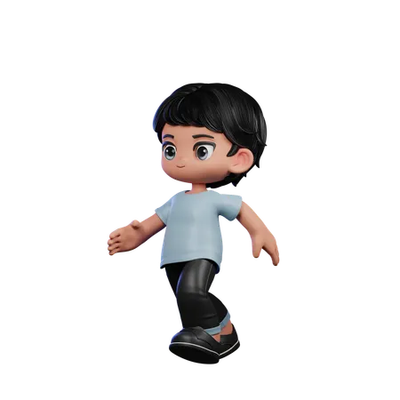 Cute Boy Giving Running Pose  3D Illustration