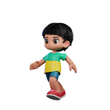 Cute Boy Giving Running Pose  3D Illustration