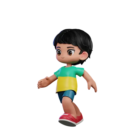 Cute Boy Giving Running Pose  3D Illustration