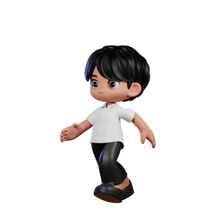 Cute Boy Giving Running Pose  3D Illustration