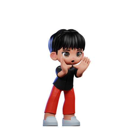 Cute Boy Giving Shouting Pose  3D Illustration