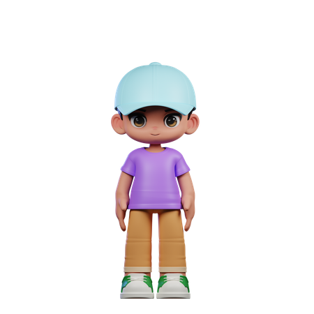 Cute Boy Giving Standing Cool Pose  3D Illustration