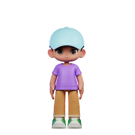 Cute Boy Giving Standing Cool Pose  3D Illustration