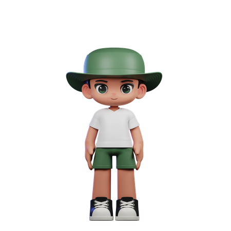 Cute Boy Giving Standing Cool Pose  3D Illustration