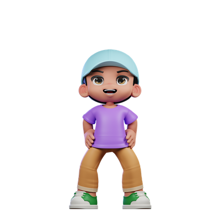 Cute Boy Giving Standing Laugh Pose  3D Illustration