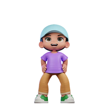 Cute Boy Giving Standing Laugh Pose  3D Illustration