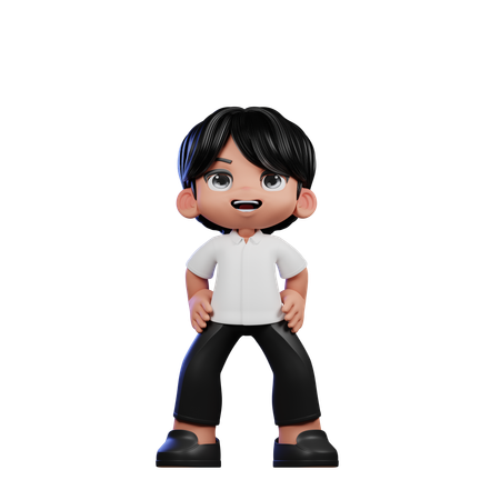 Cute Boy Giving Standing Laugh Pose  3D Illustration