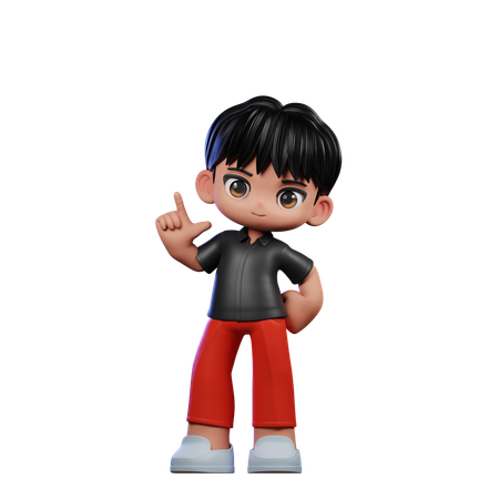 Cute Boy Giving Standing Pose  3D Illustration