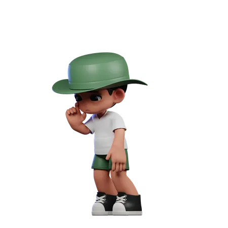 Cute Boy Giving Standing Sad Pose  3D Illustration