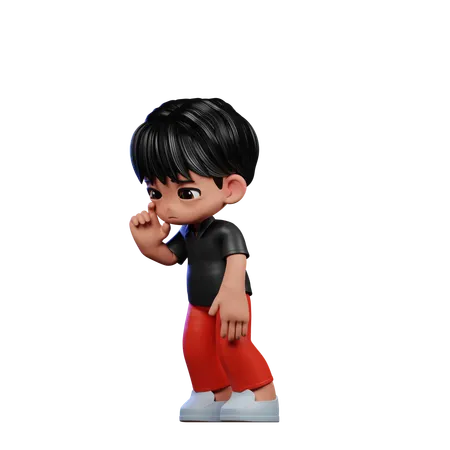 Cute Boy Giving Standing Sad Pose  3D Illustration