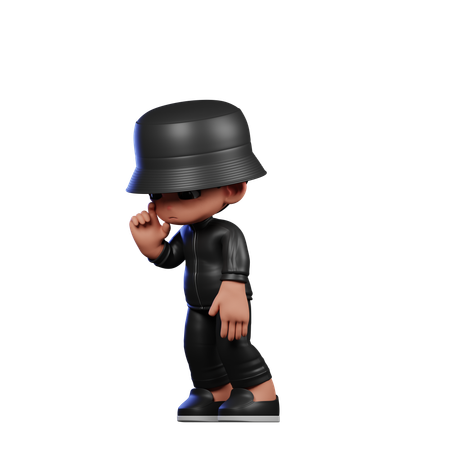 Cute Boy Giving Standing Sad Pose  3D Illustration