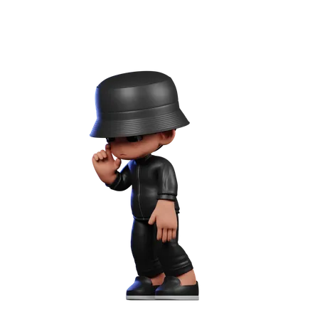 Cute Boy Giving Standing Sad Pose  3D Illustration