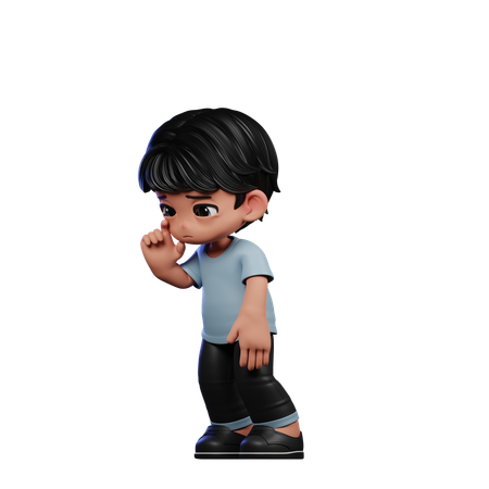 Cute Boy Giving Standing Sad Pose  3D Illustration