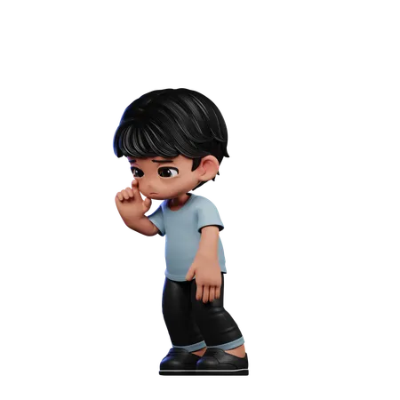 Cute Boy Giving Standing Sad Pose  3D Illustration