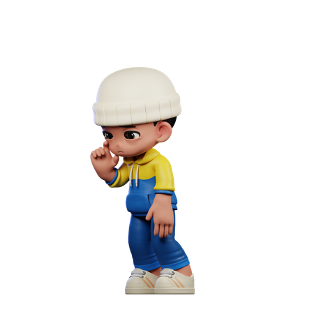 Cute Boy Giving Standing Sad Pose  3D Illustration