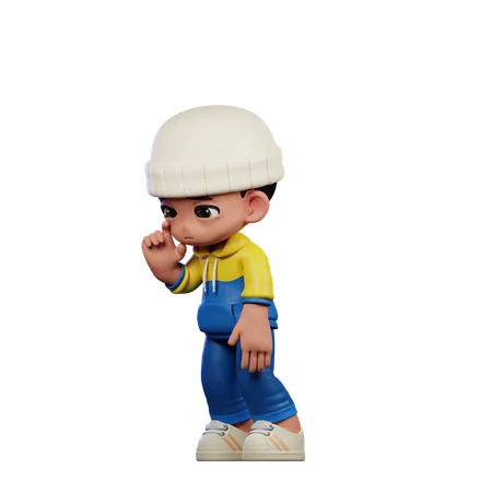 Cute Boy Giving Standing Sad Pose  3D Illustration