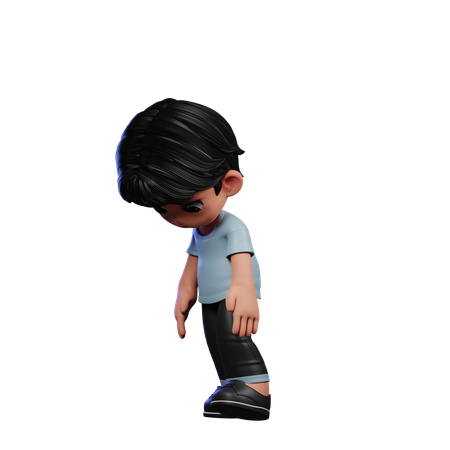 Cute Boy Giving Tired Walk Pose  3D Illustration