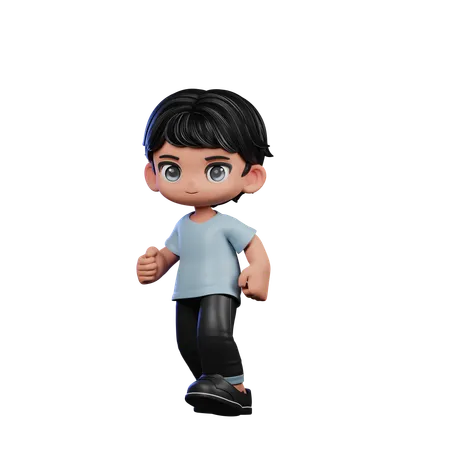 Cute Boy Giving Walking Pose  3D Illustration